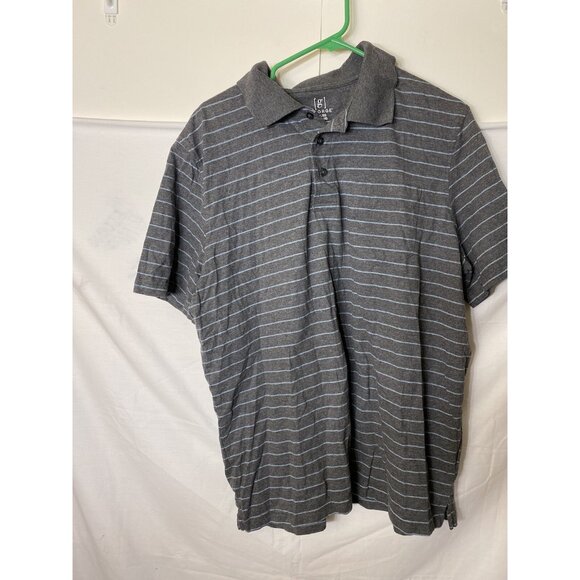 George Mens Polo Shirt Size XL 46/48 Gray Stripe Casual Short Sleeve Preppy - Picture 1 of 2